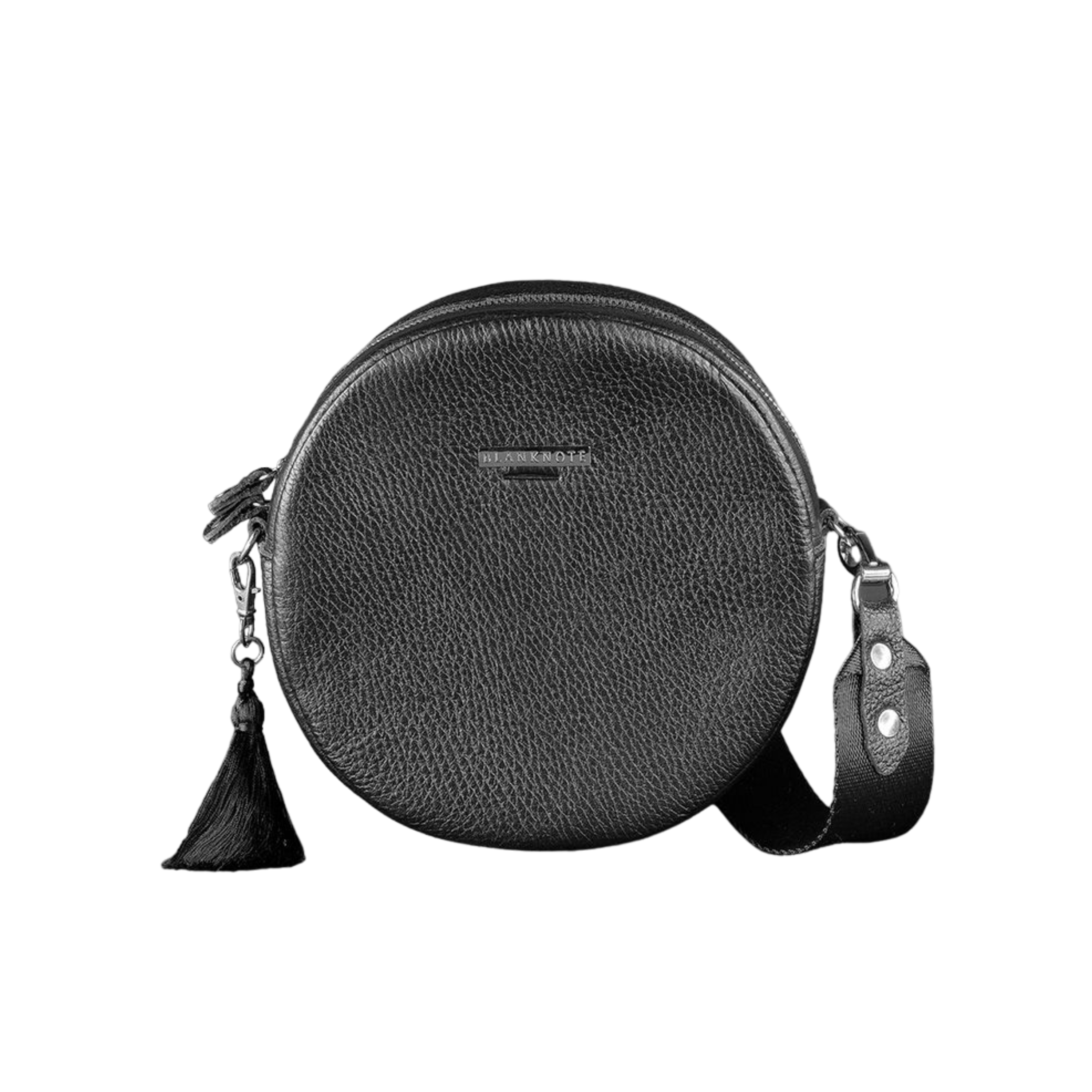 Fashionable Round Leather Bag for Women with Decorative Tassel - Leather Purse Backpack