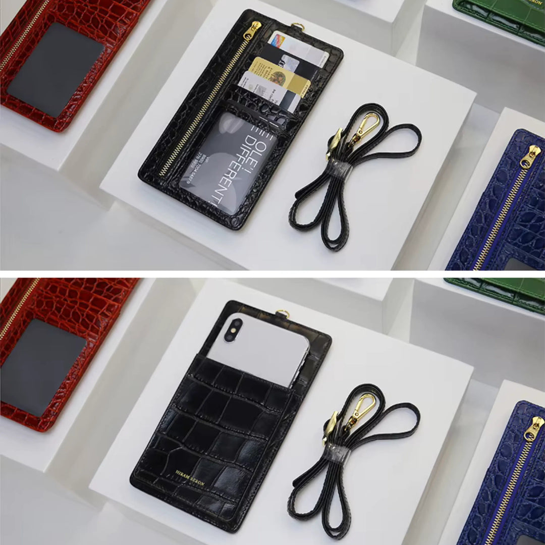Luxury Croco Mobile Phone Bag, Purse & Wallet with Lanyard - Leather Purse Backpack
