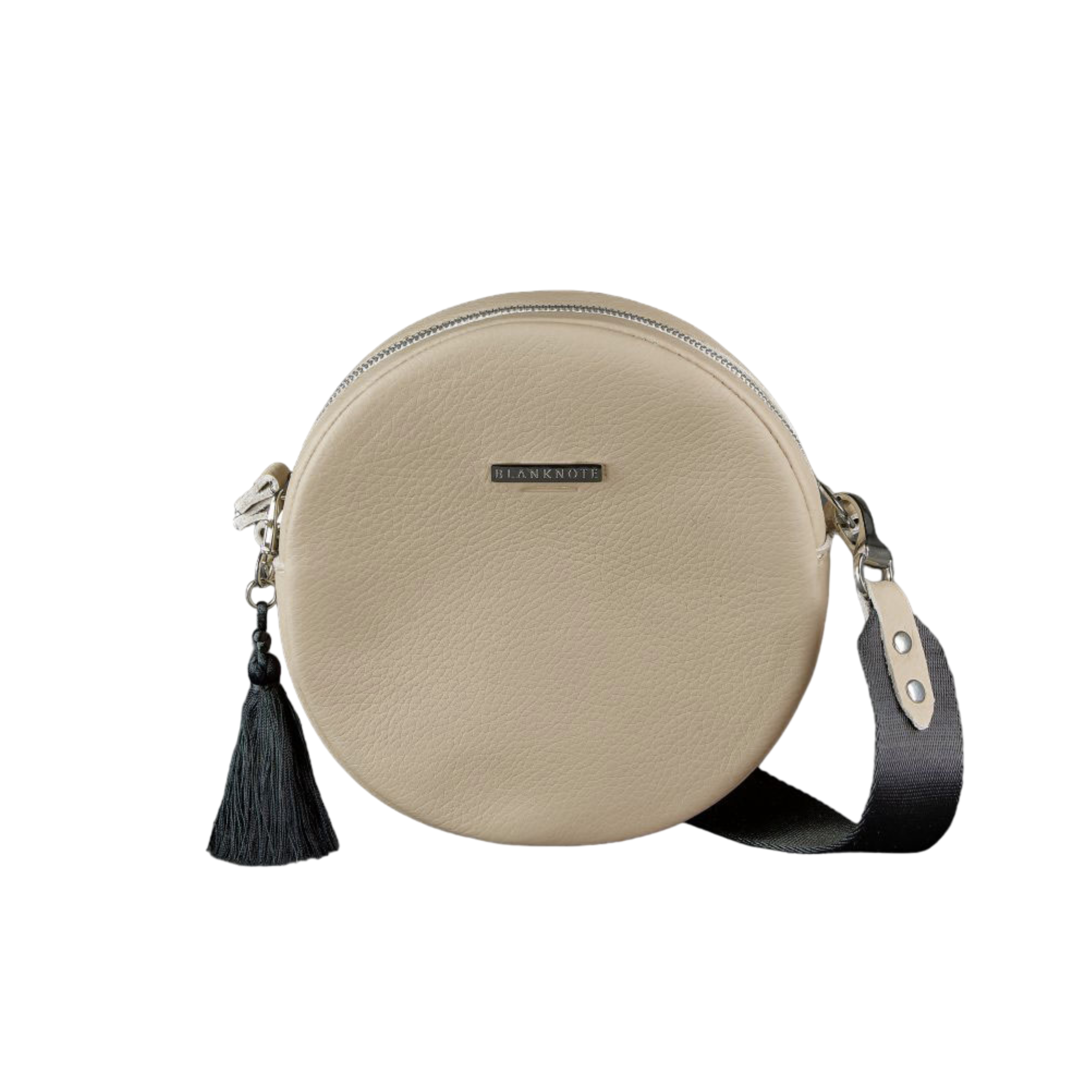 Chic Round Leather Bag for Women with Decorative Tassel - Leather Purse Backpack