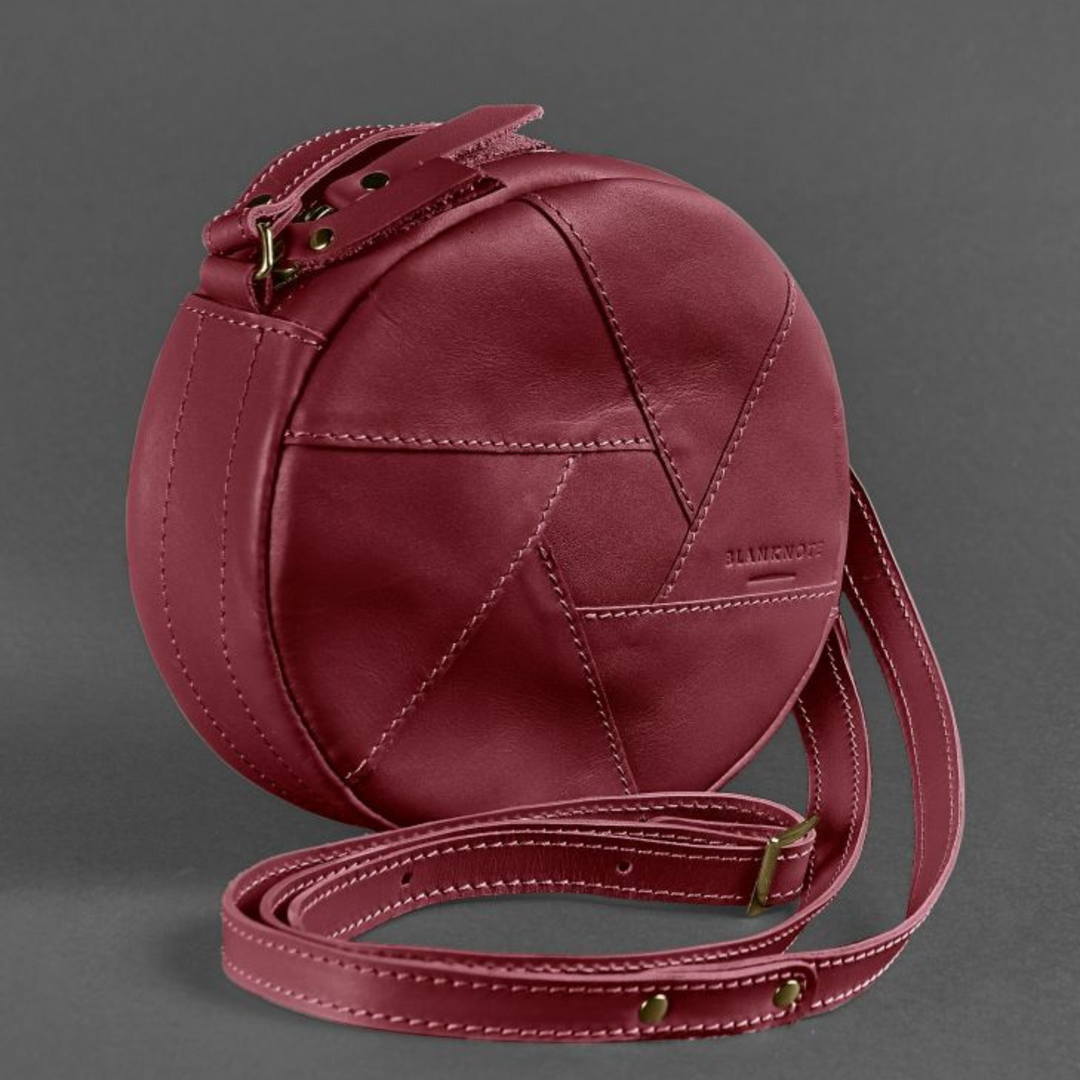 round leather shoulder bag