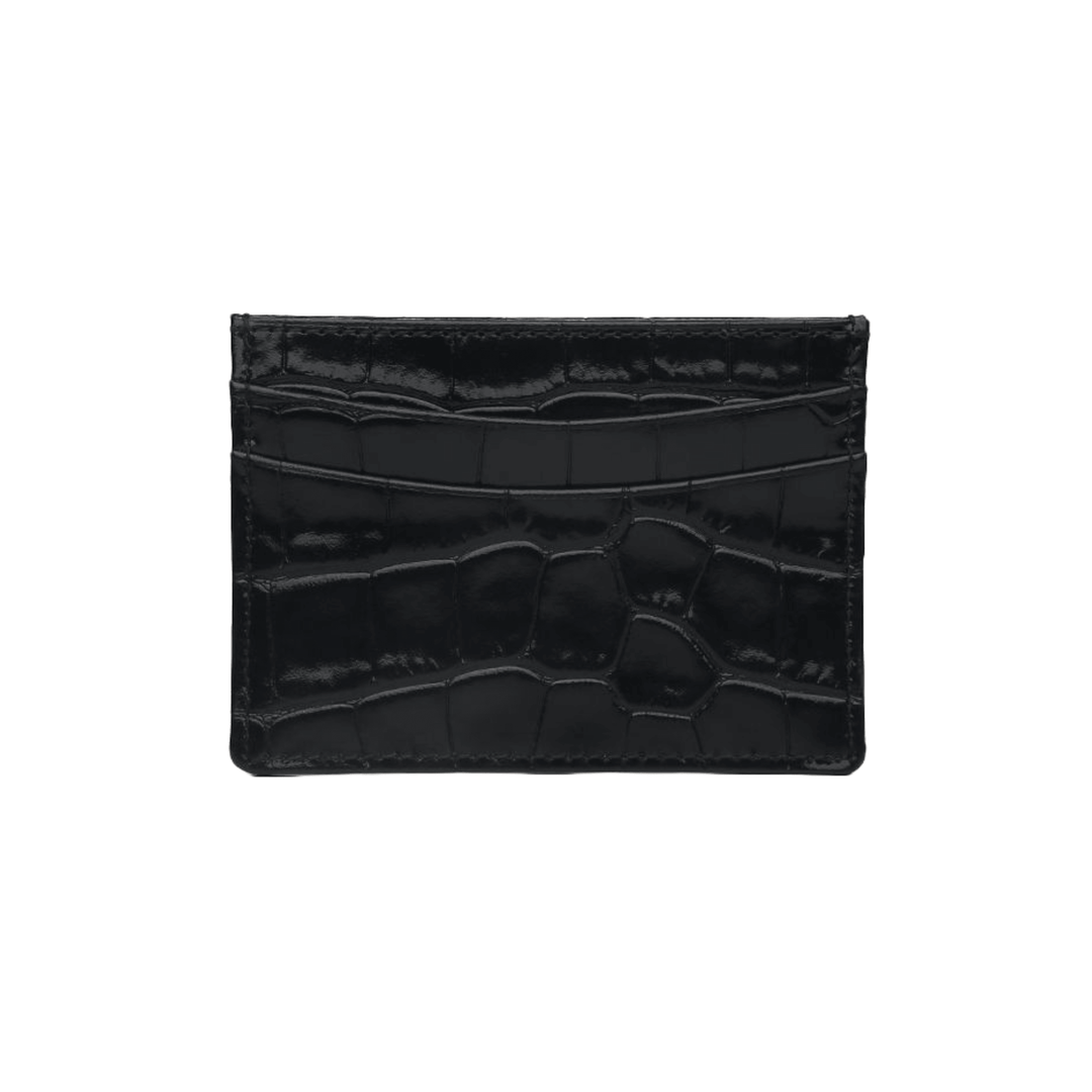 Green Embossed Crocodile Card Holder Italian Leather - Leather Purse Backpack