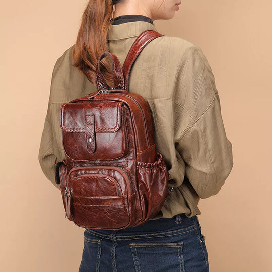 Unique handmade vintage-inspired leather purse backpack