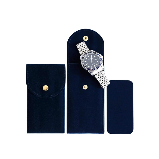 Handcrafted Blue Single Slot Fabric Watch Pouch