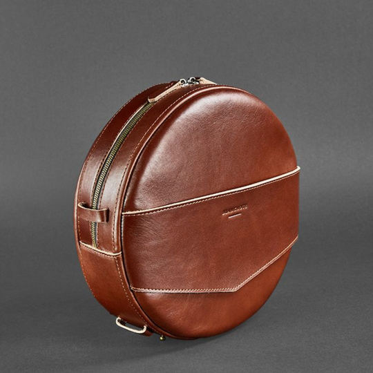 round leather bag tote