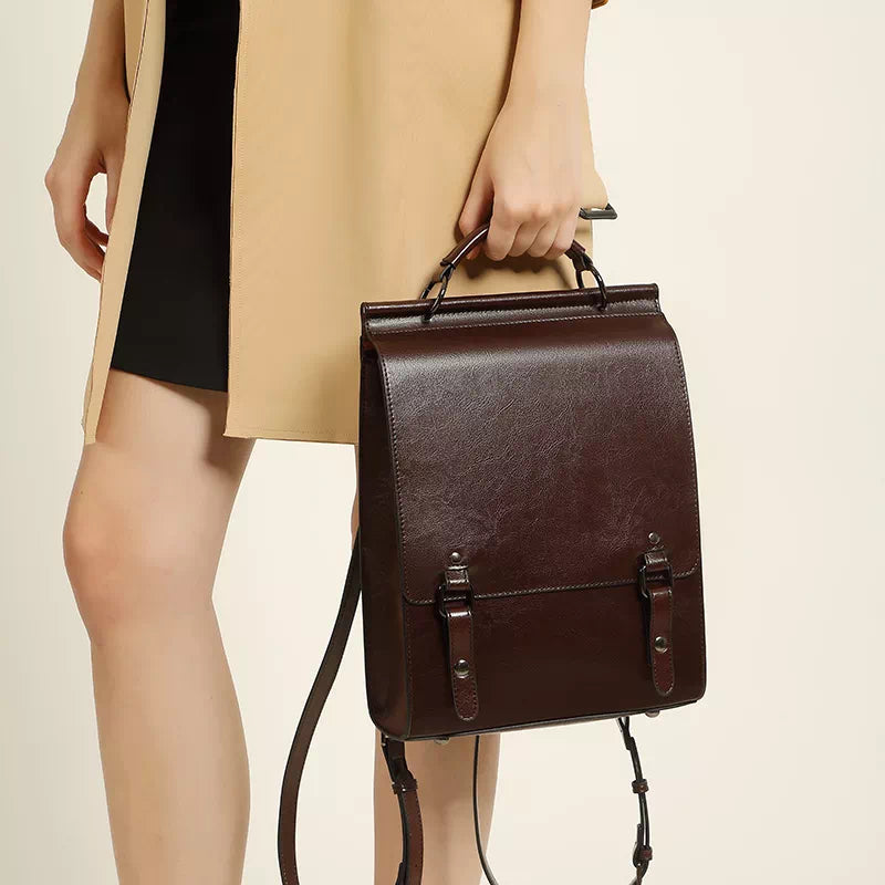 Fashionable leather backpack purse with a chic design