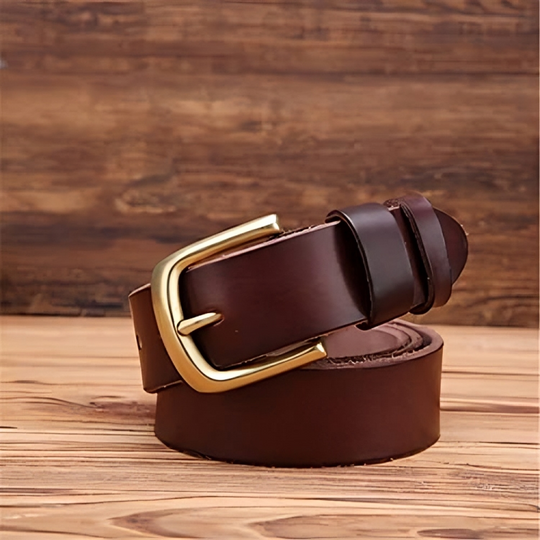 Durable Dark Brown Leather Western Belt For Men