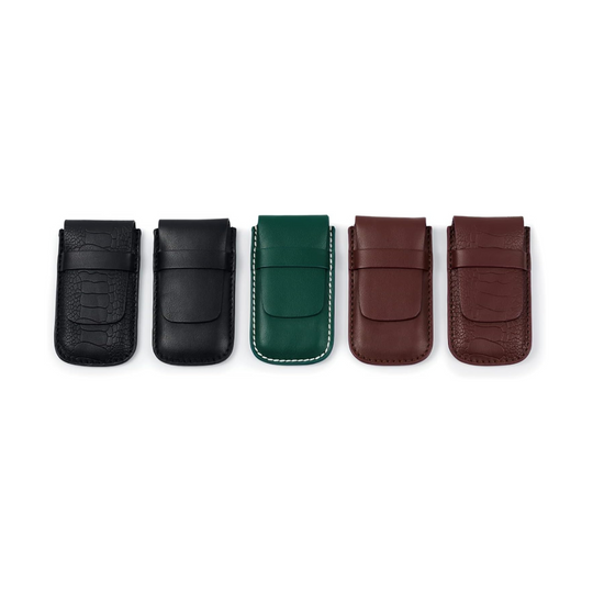 Green Single Slot Leather Flap Watch Pouch