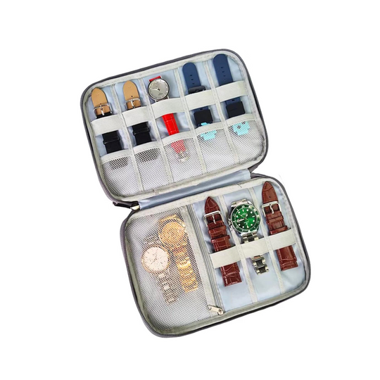 Watch and Bracelet Storage Bag - 8 Slot Organizer with Zippered Pocket