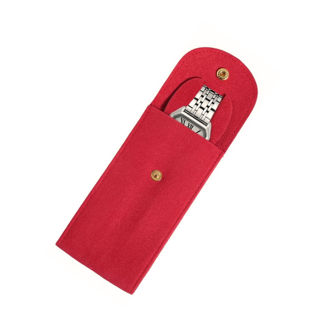 Premium Red Single Slot Fabric Watch Pouch