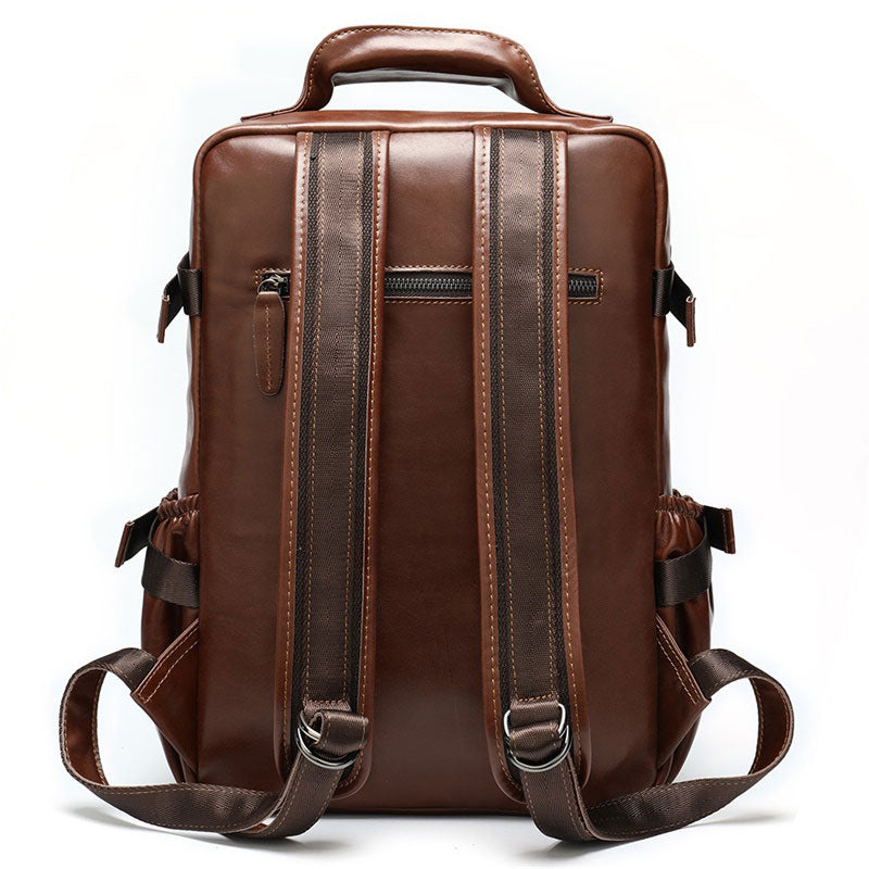 Trendy EDC leather backpack for men