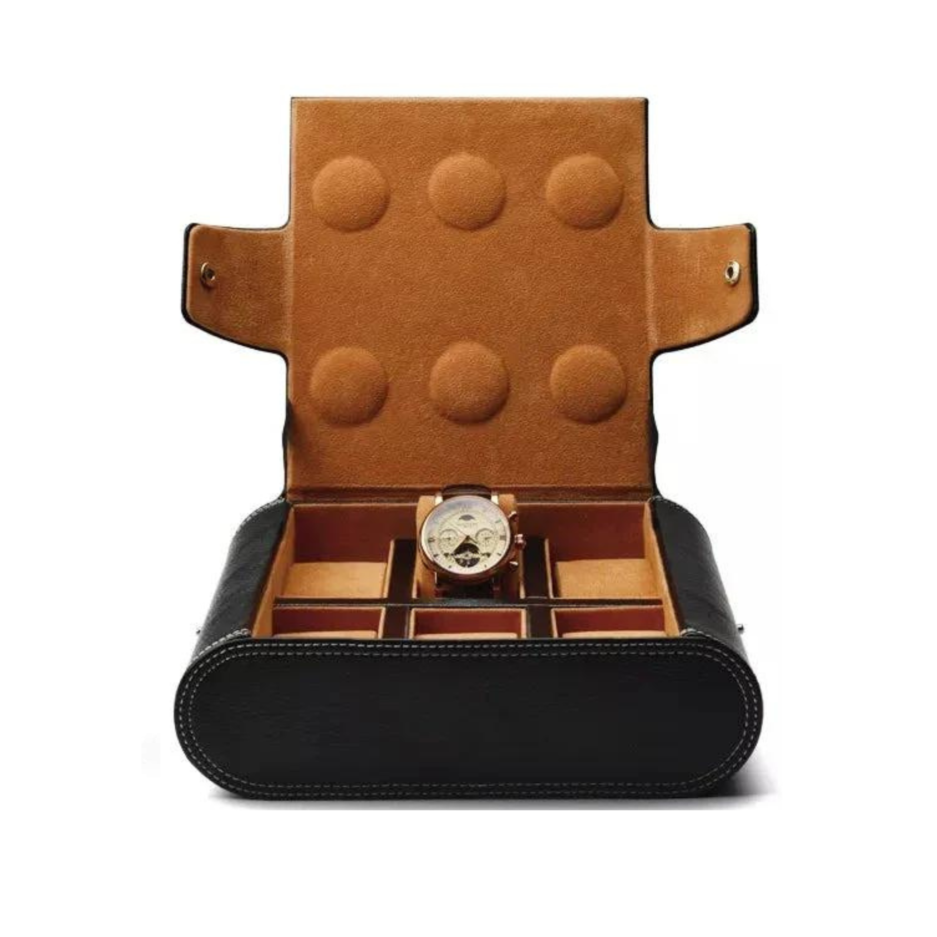 Leather Watch Case Black and Coffee Brown - Leather Purse Backpack