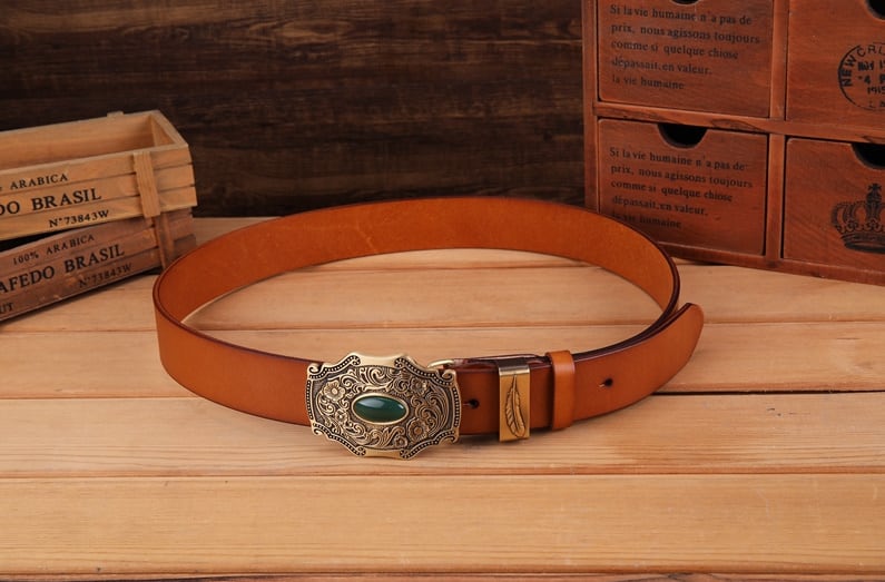 Affordable Cognac Western Leather Belt For Men