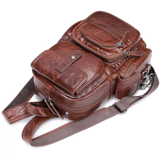 Chic handmade vintage leather backpack for fashion-forward women