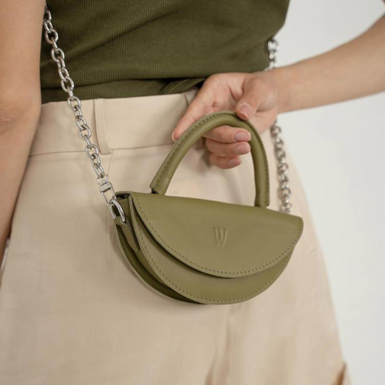 leather mini bag chain