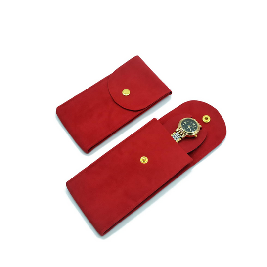 Premium Red Single Slot Fabric Watch Pouch