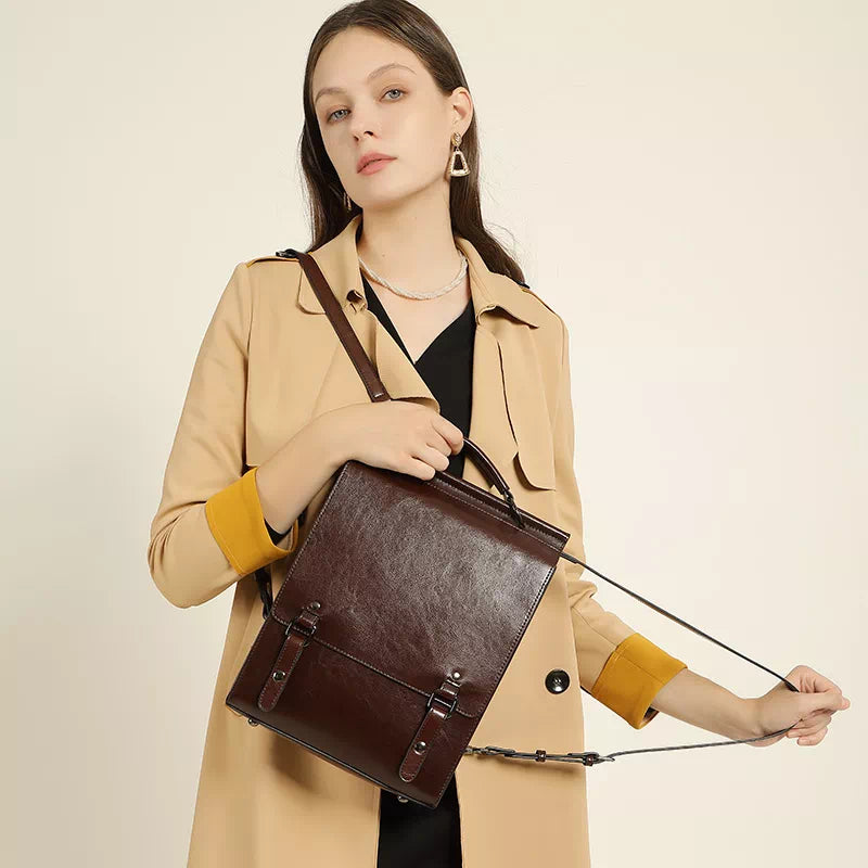 "Elegant leather backpack purse for chic and stylish look