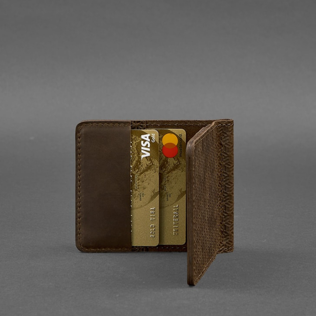 small compact leather wallet