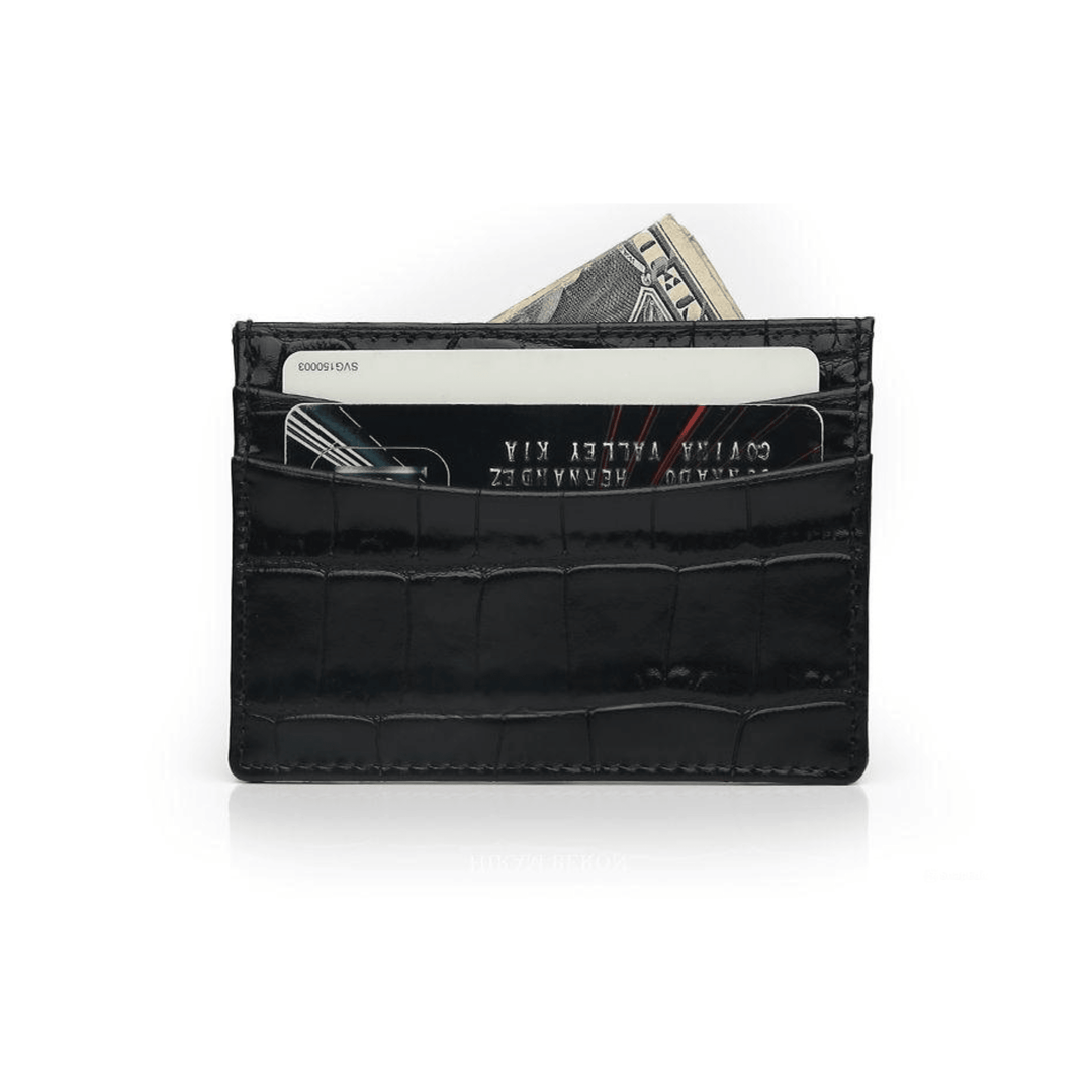 Luxury Card Holder in Italian Crocodile Leather - Leather Purse Backpack