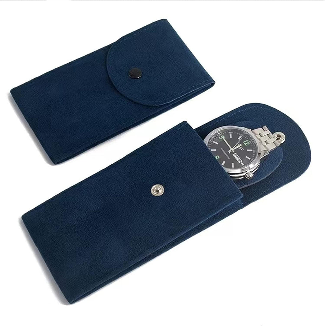 Handcrafted Blue Single Slot Fabric Watch Pouch