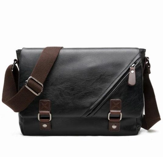 Timeless design black vegan leather crossbody bag