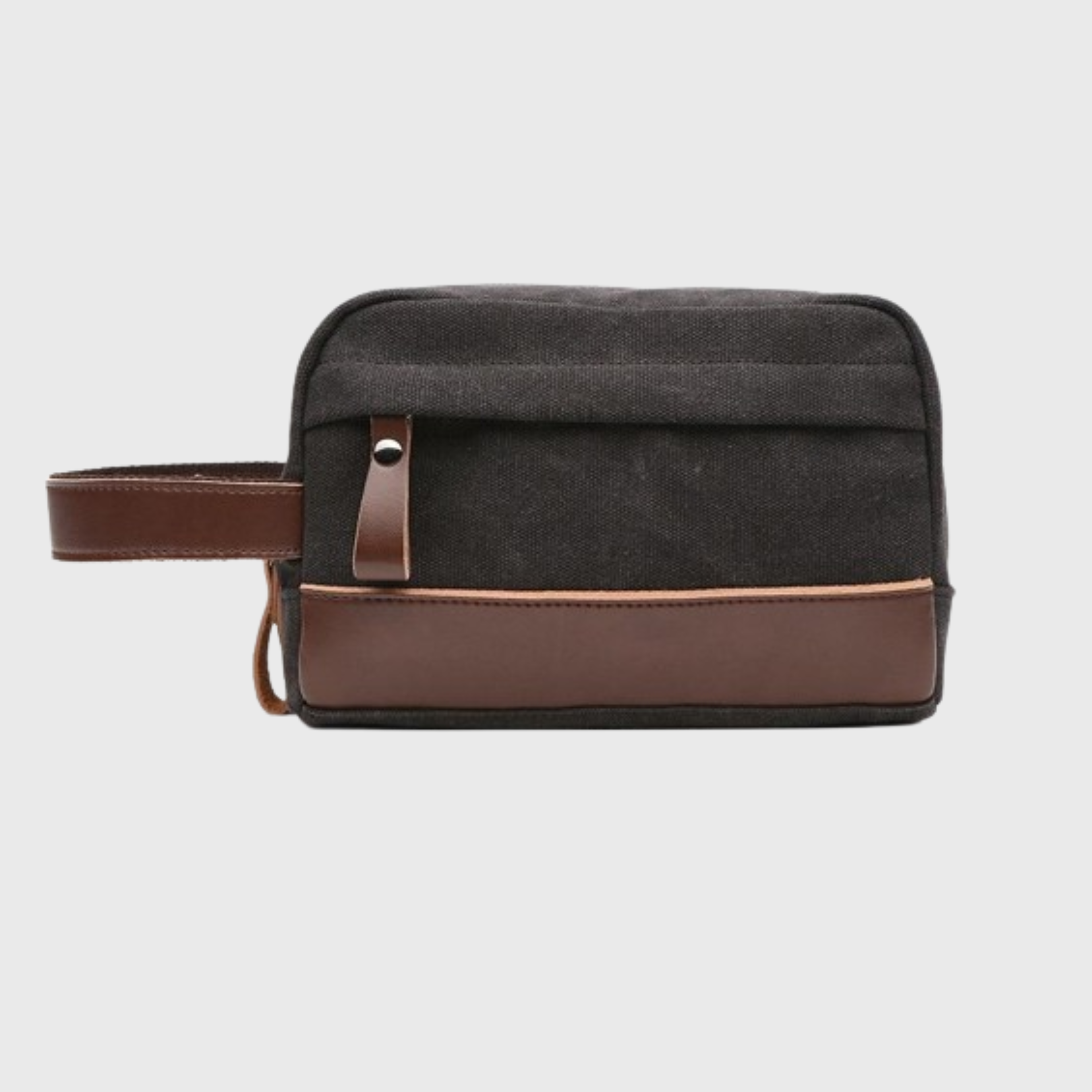 Canvas and leather waterproof toiletry bag for travel