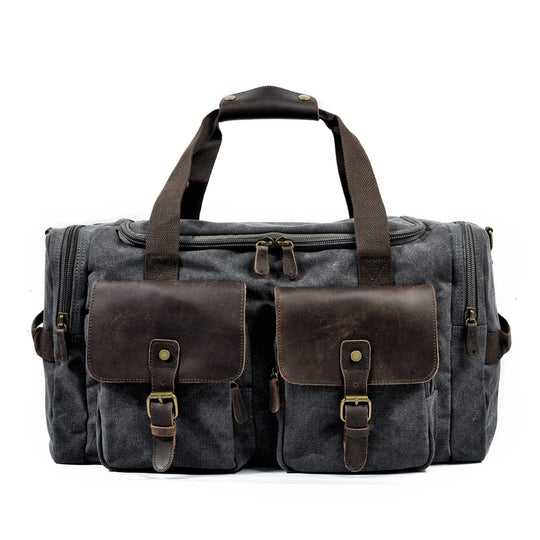 Men's and women's fashionable canvas and leather duffle