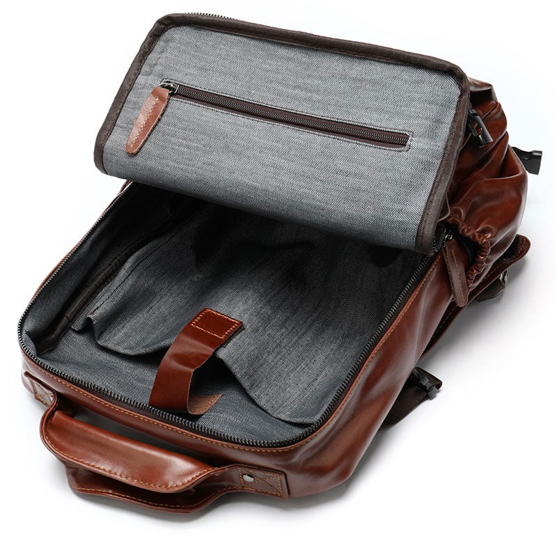 Men's EDC leather backpack in a trendy design