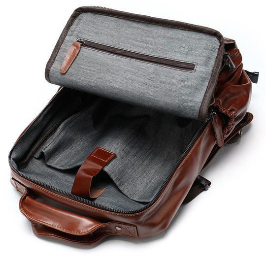 Men's EDC leather backpack in a trendy design