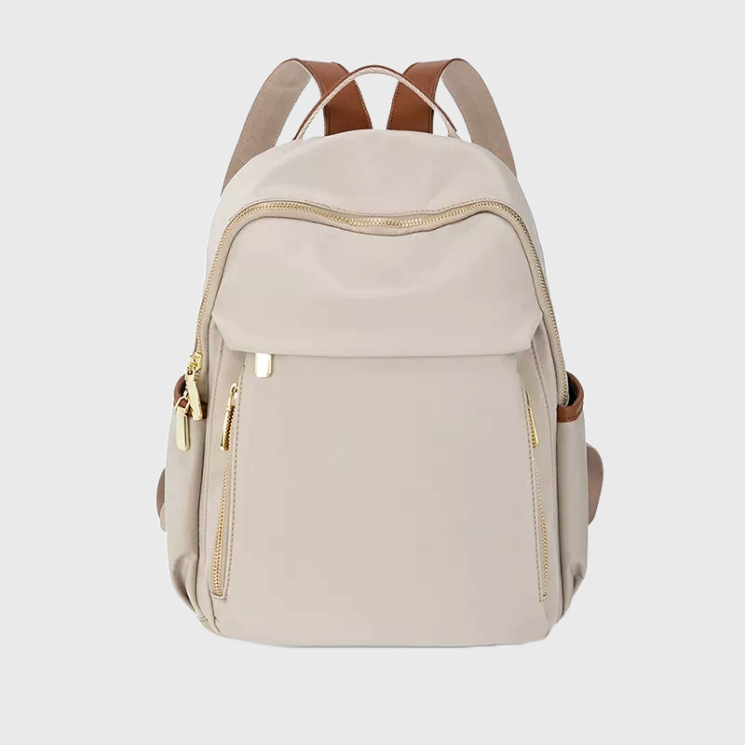 Beige Stylish Women's Backpack - Leather Purse Backpack