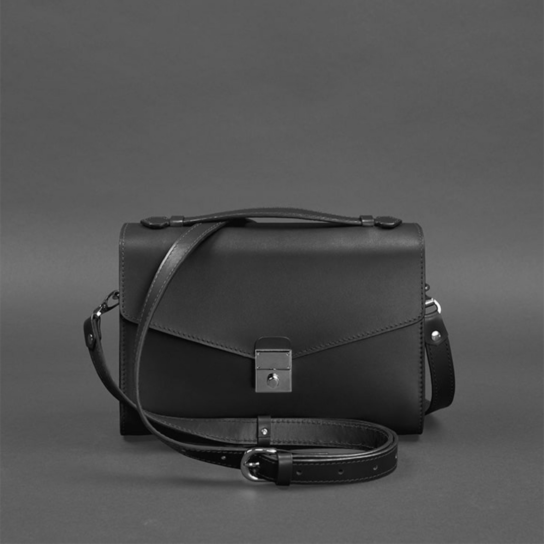 women's black leather crossbody bag