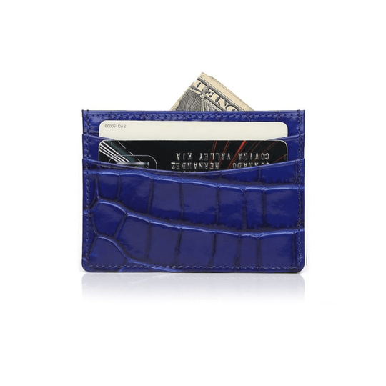 Luxury Leather Card Holder in Crocodile Pattern - Leather Purse Backpack