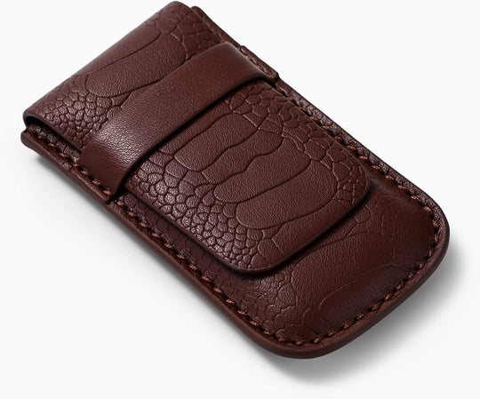 Classic Burgundy Single Slot Leather Flap Watch Pouch