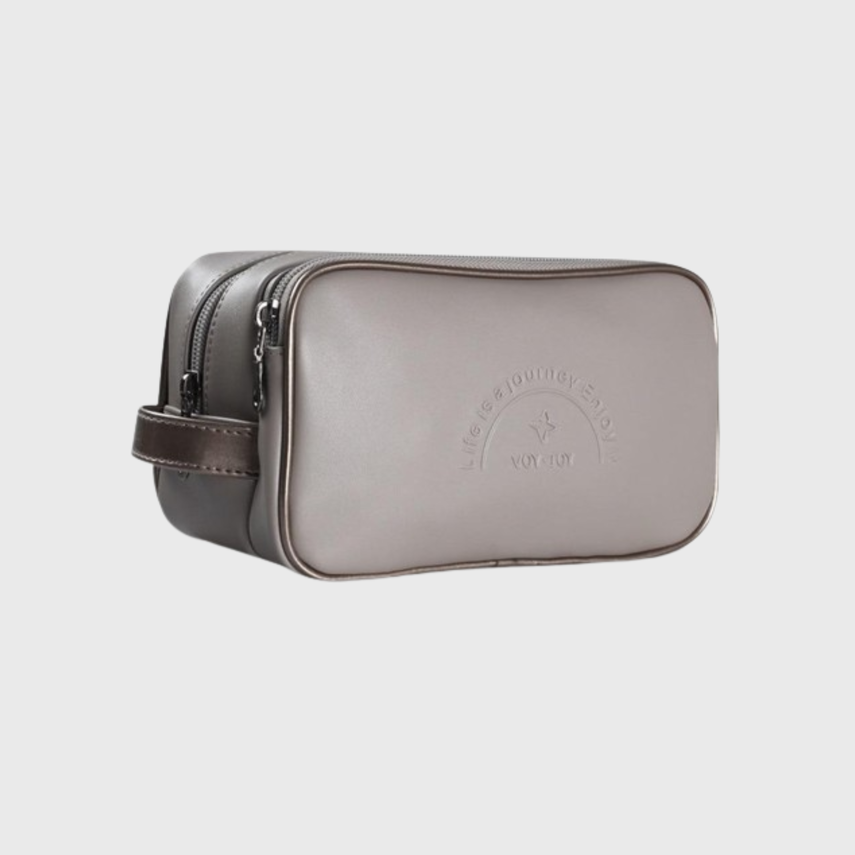 Lightweight waterproof leather cosmetic toiletry bag