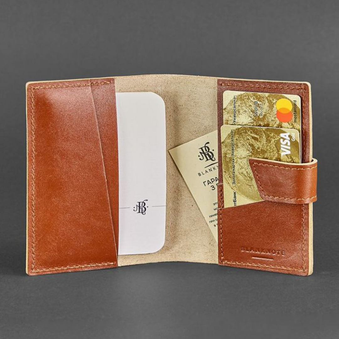 Leather passport cover with multiple card slots