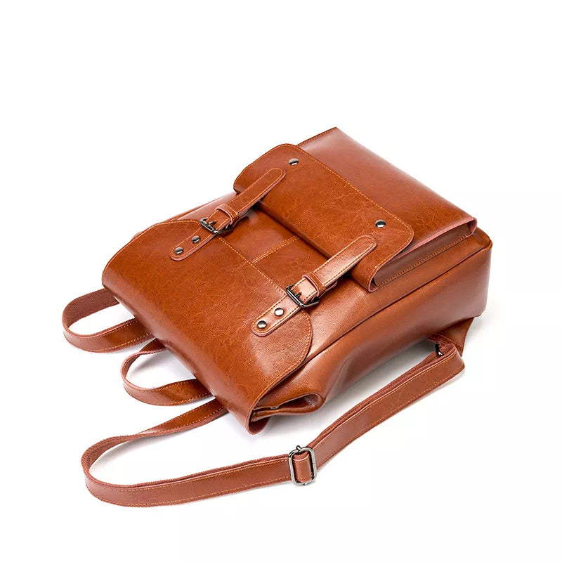 High-quality leather backpack purse for women