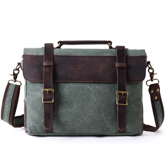 Stylish waxed canvas briefcase with a touch of nostalgia