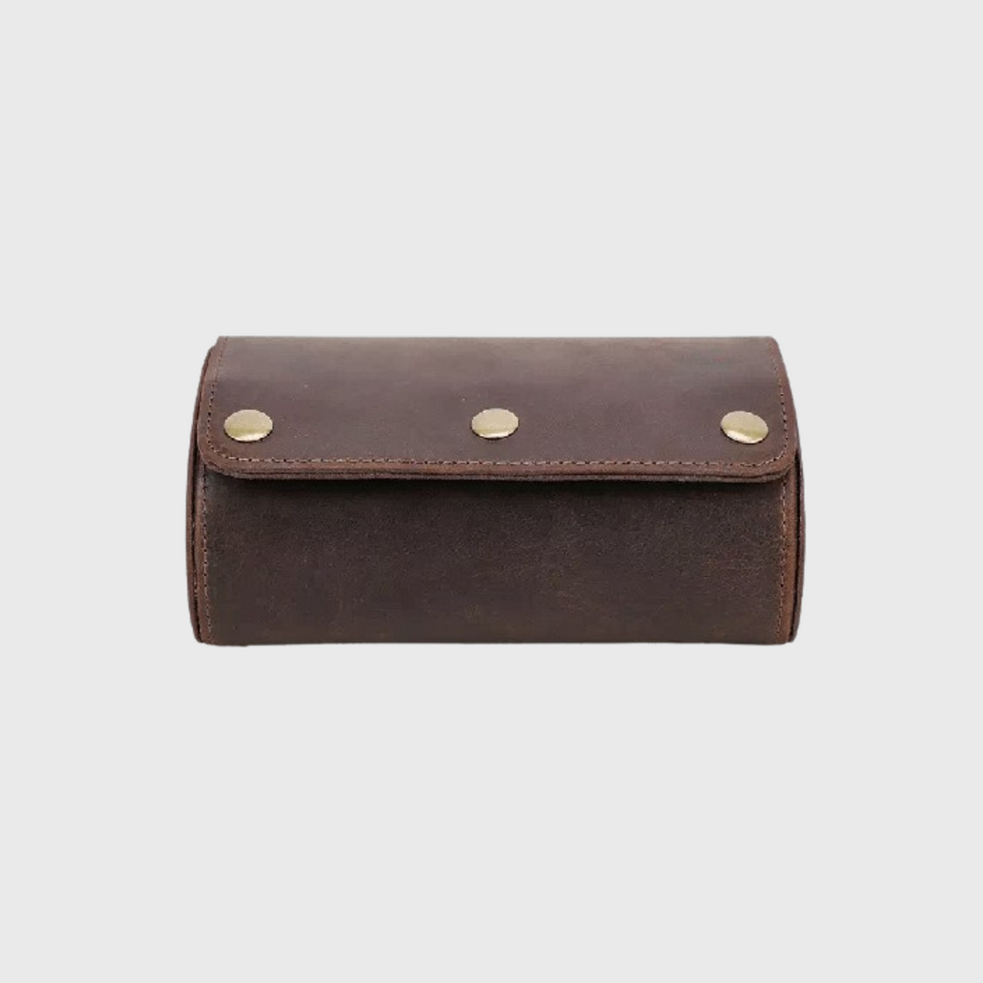 Leather watch travel roll case