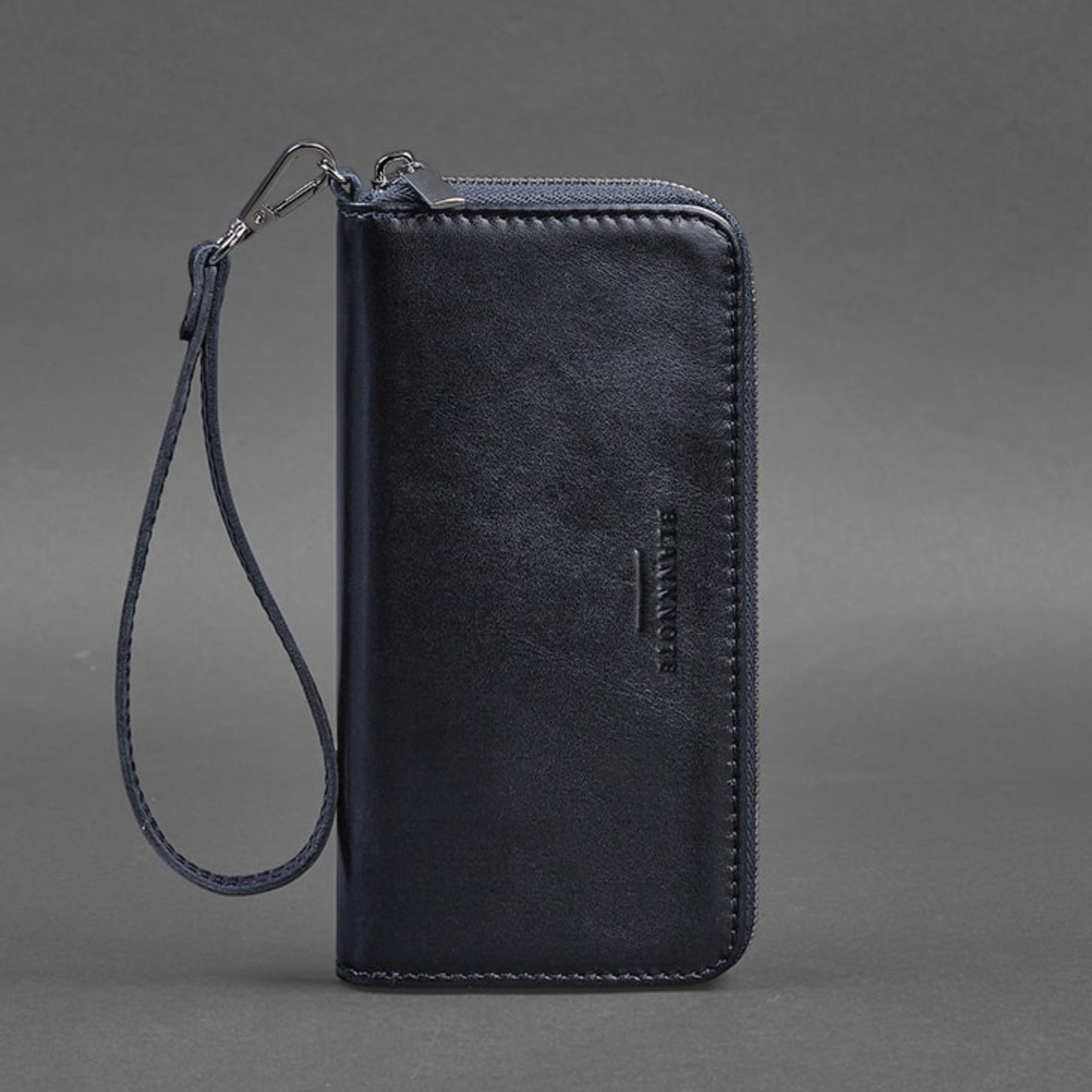 mens long leather wallet with zipper
