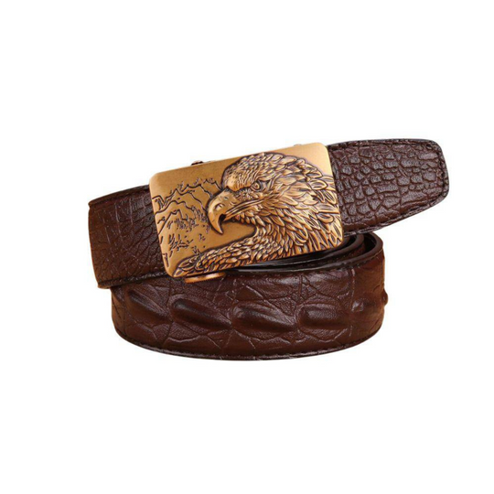 Crocodile Effect Leather Belt For Men, Abaka Model - Leather Purse Backpack