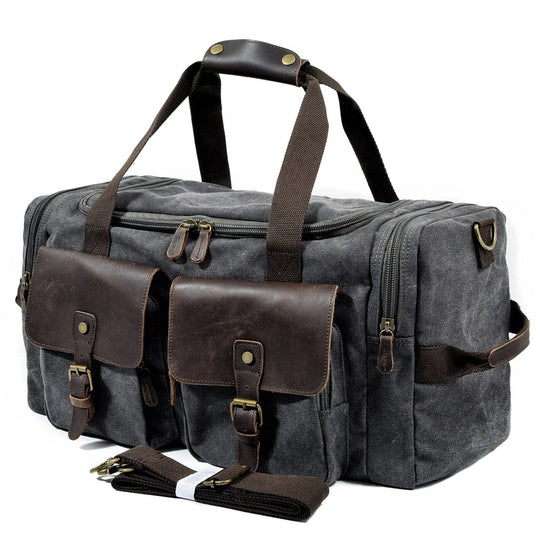 Stylish vintage canvas and leather travel bag for men and women