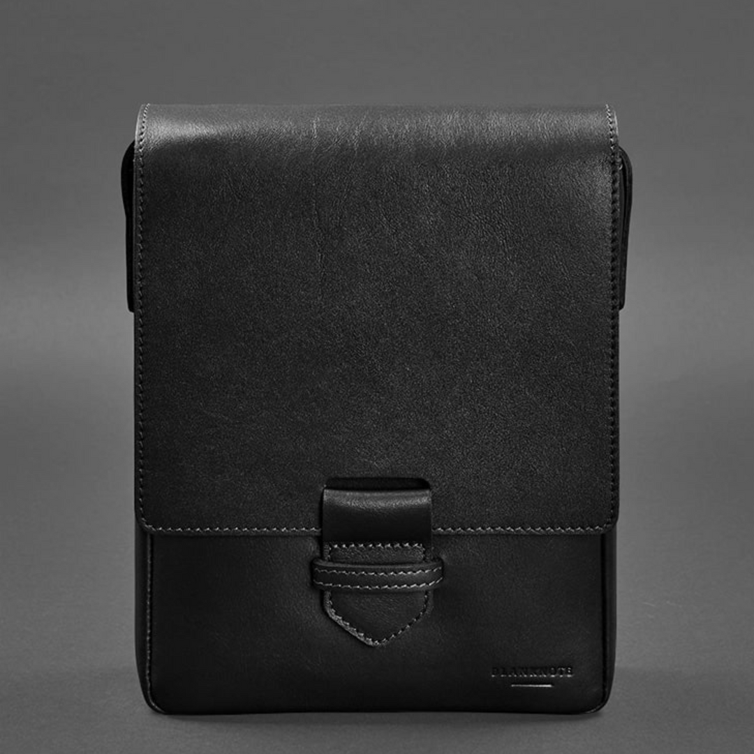 mens leather messenger bag black