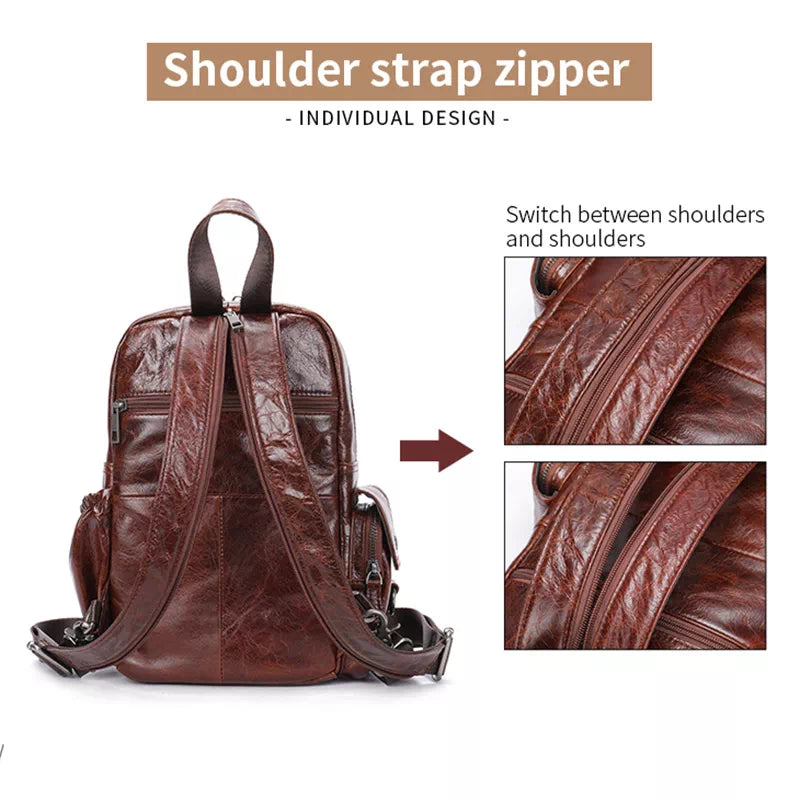 Hand-stitched leather purse backpack for a classic look