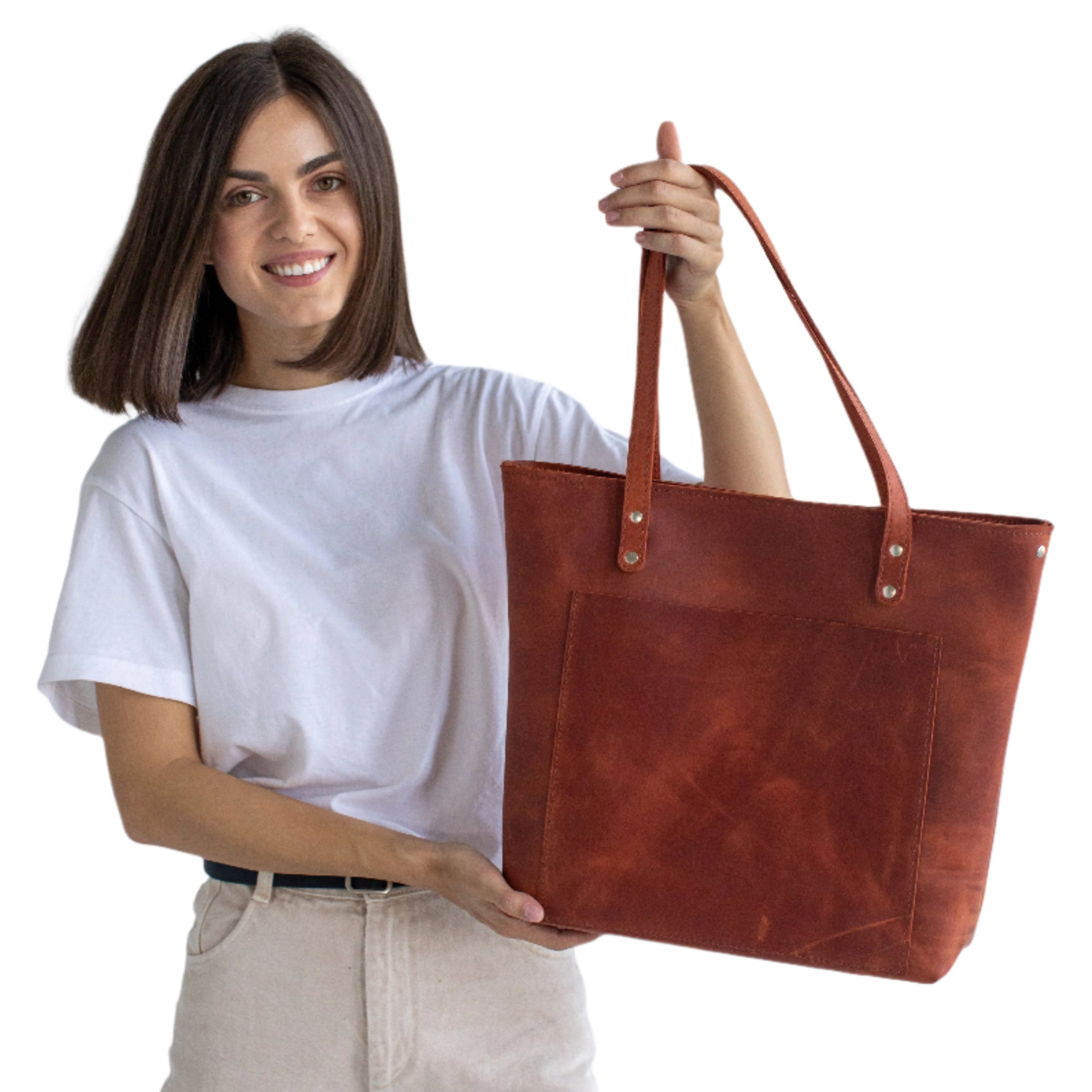 Cognac leather tote bag - Leather Purse Backpack