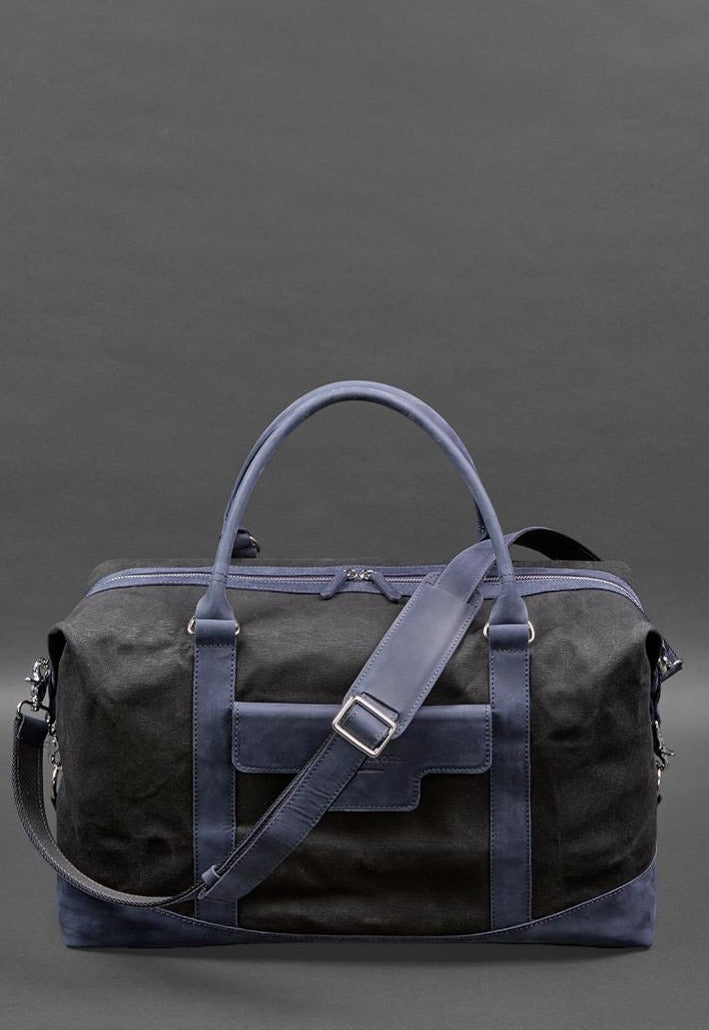 Large Travel Bag In Canvas and Natural Leather