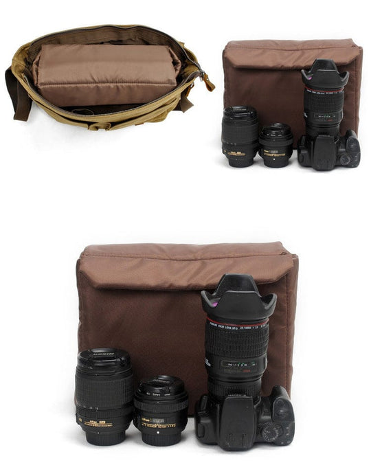 Canvas and leather camera bag for photography enthusiasts