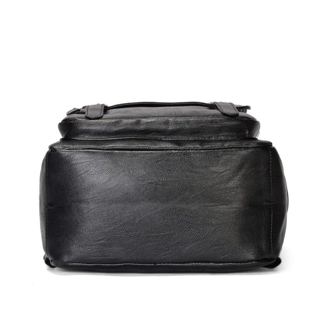 Fashionable black leather backpack from a designer label