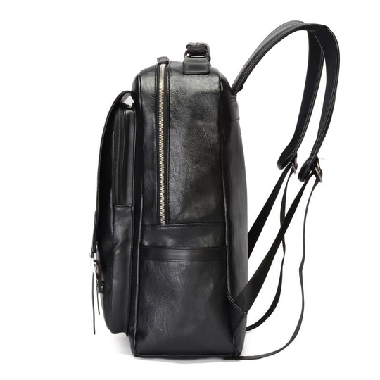 Men's classic designer leather backpack in black
