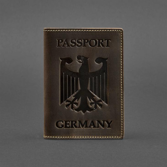 Leather passport cover with German design