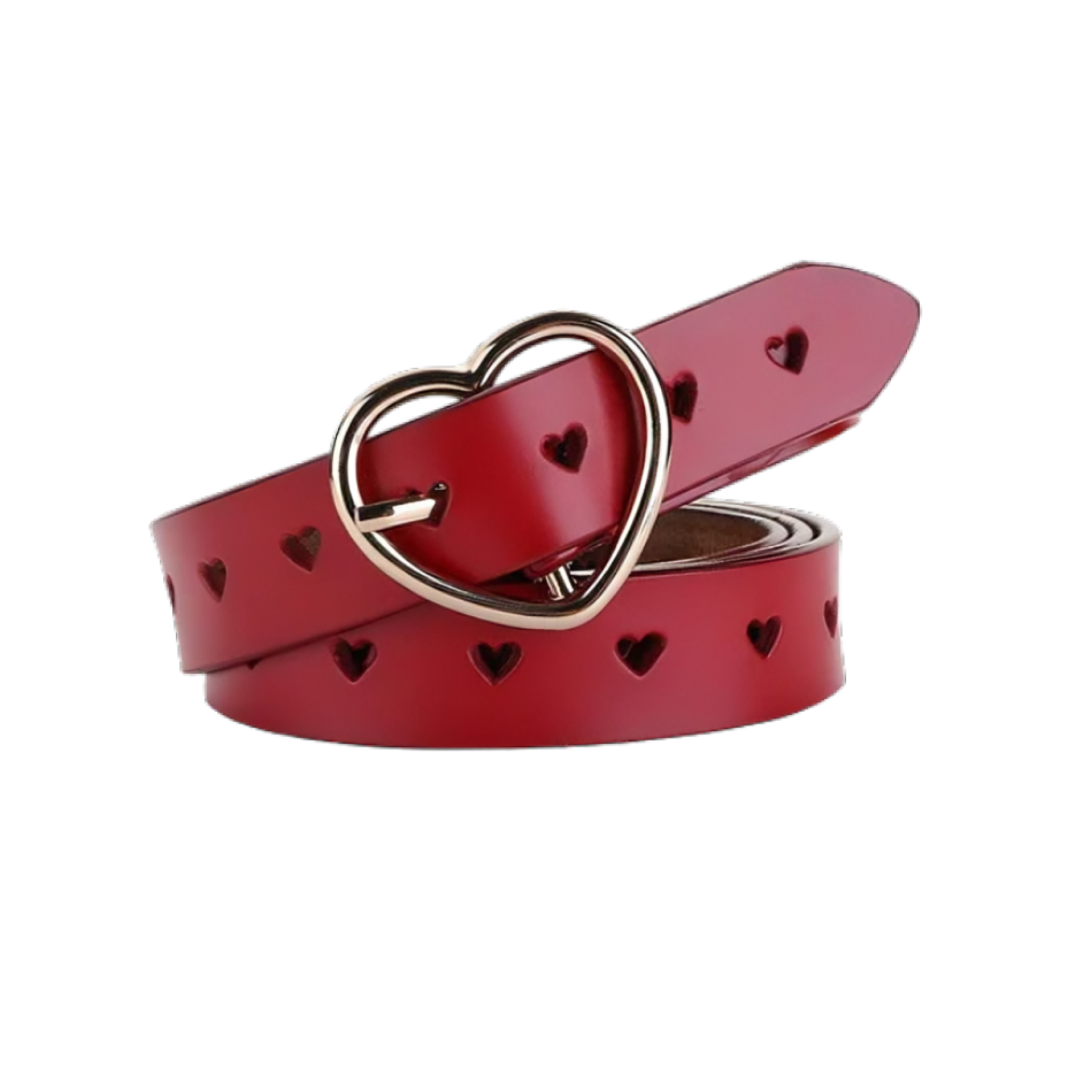 Openwork Leather Belt With Heart Buckle For Women, Olivia Model - Leather Purse Backpack