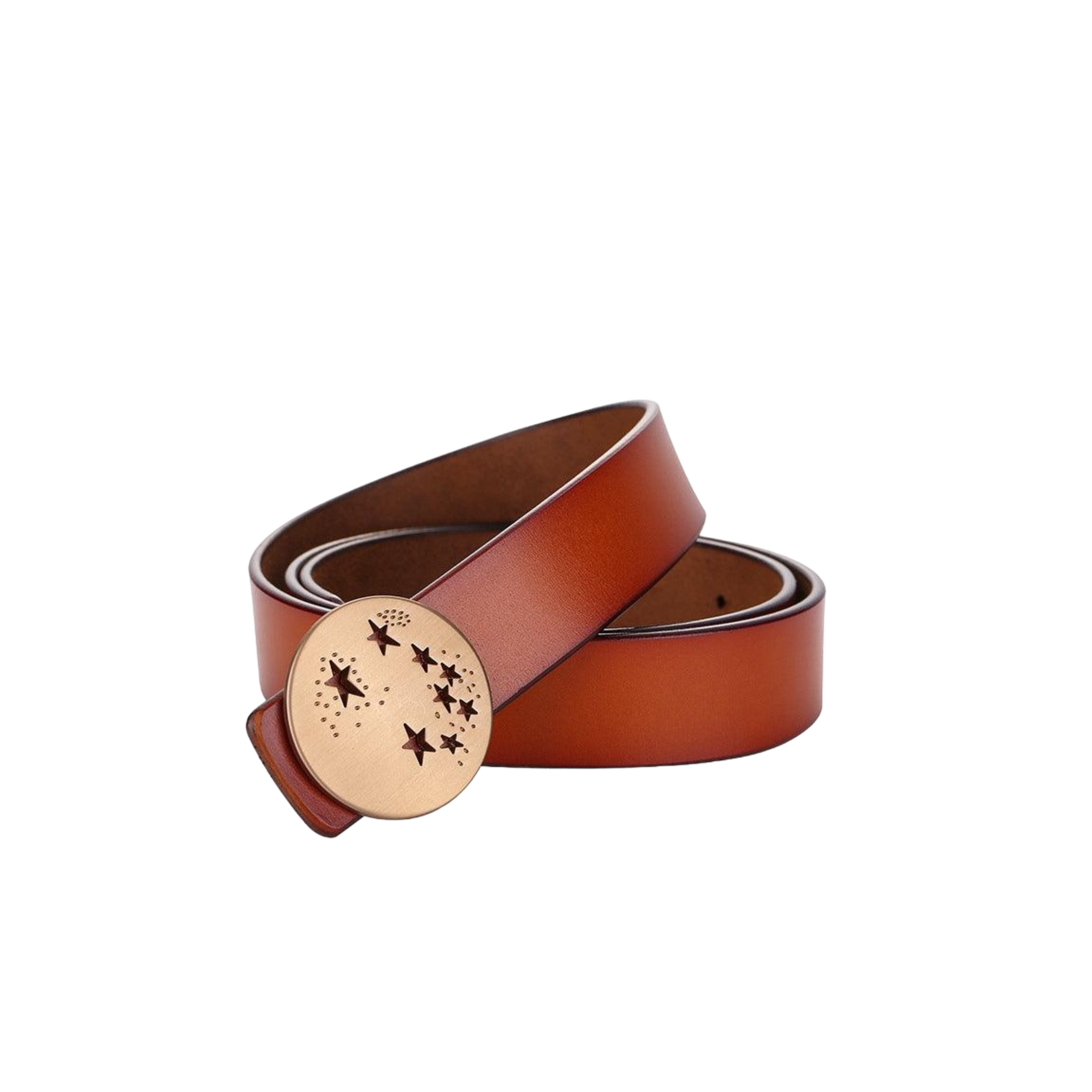 Smooth Leather Belt With Star Buckle For Women, Stella Model - Leather Purse Backpack